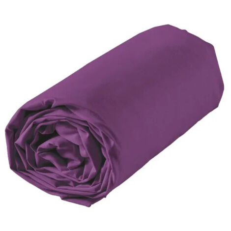 Drap housse 1 personne 90 x 190 cm uni 57 fils lina Myrtille