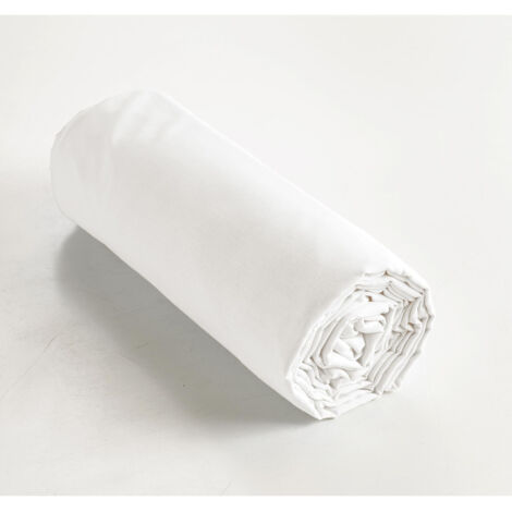Drap-housse 1 personne Ambre Blanc – 90 x 190 cm – Bonnet 30 cm – Coton 57 fils/cm²