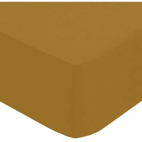 Drap housse 1 Personne en percale de Coton Marron Mordoré 90 x 190 cm - Atmosphera