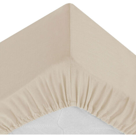 Drap Housse 1 Personne "Percale" 90x190cm Beige Lin