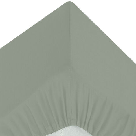 Drap Housse 1 Personne "Percale" 90x190cm Vert Tilleul