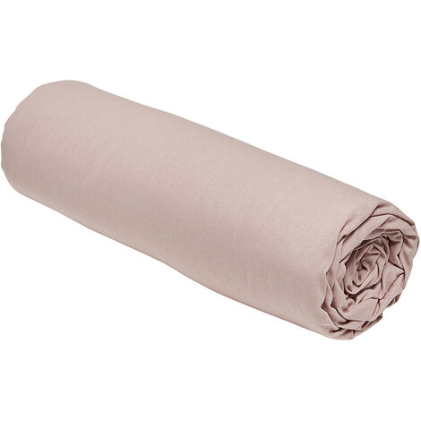 Drap housse 100% coton 160x200 extensible bonnet 25 cm Rose
