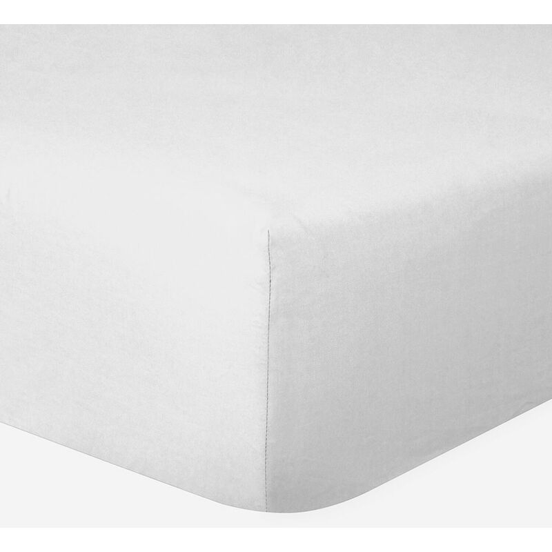 Drap-housse 100% coton 57 Fils Blanc - 160 x 200 cm - Bonnet 30 cm Drap-housse 100% coton 57 Fils Blanc - 160 x 200 cm - Bonnet 30 cm