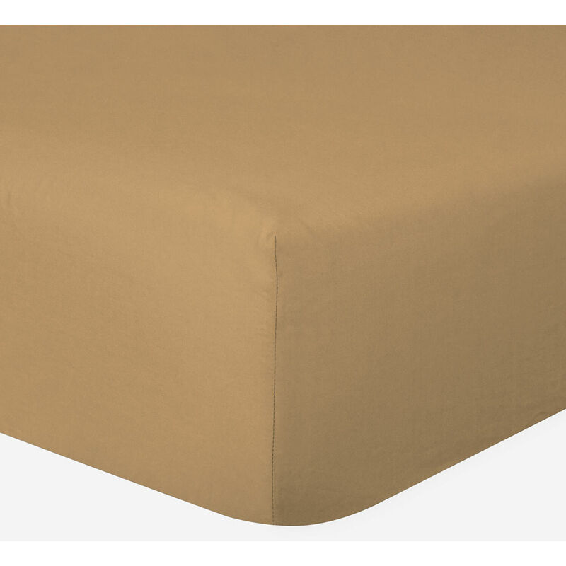 Le Linge De Jules - Drap-housse 100% Coton 57 Fils Ocre - 90 x 190 cm - Bonnet 30 cm Le Linge De Jules - Drap-housse 100% Coton 57 Fils Ocre - 90 x 190 cm - Bonnet 30 cm