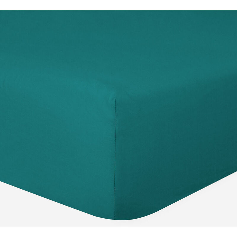 Le Linge De Jules - Drap-housse 100% Coton 57 Fils Vert Turquoise - 90 x 190 cm - Bonnet 30 cm Le Linge De Jules - Drap-housse 100% Coton 57 Fils Vert Turquoise - 90 x 190 cm - Bonnet 30 cm
