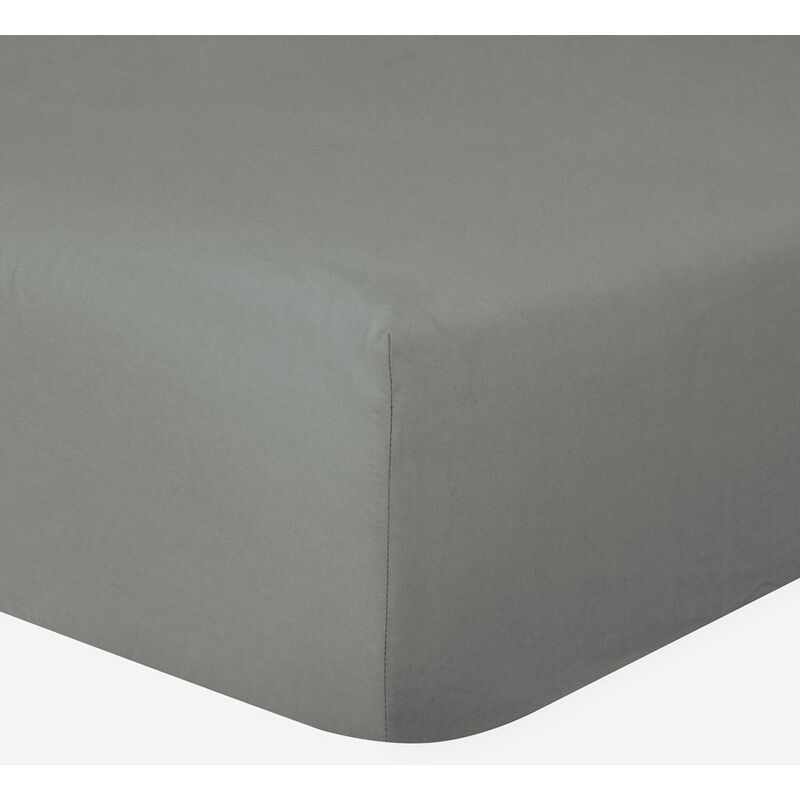 Le Linge De Jules - Drap-housse 100% Coton 57 Fils Gris - 180 x 200 cm - Bonnet 30 cm Le Linge De Jules - Drap-housse 100% Coton 57 Fils Gris - 180 x 200 cm - Bonnet 30 cm