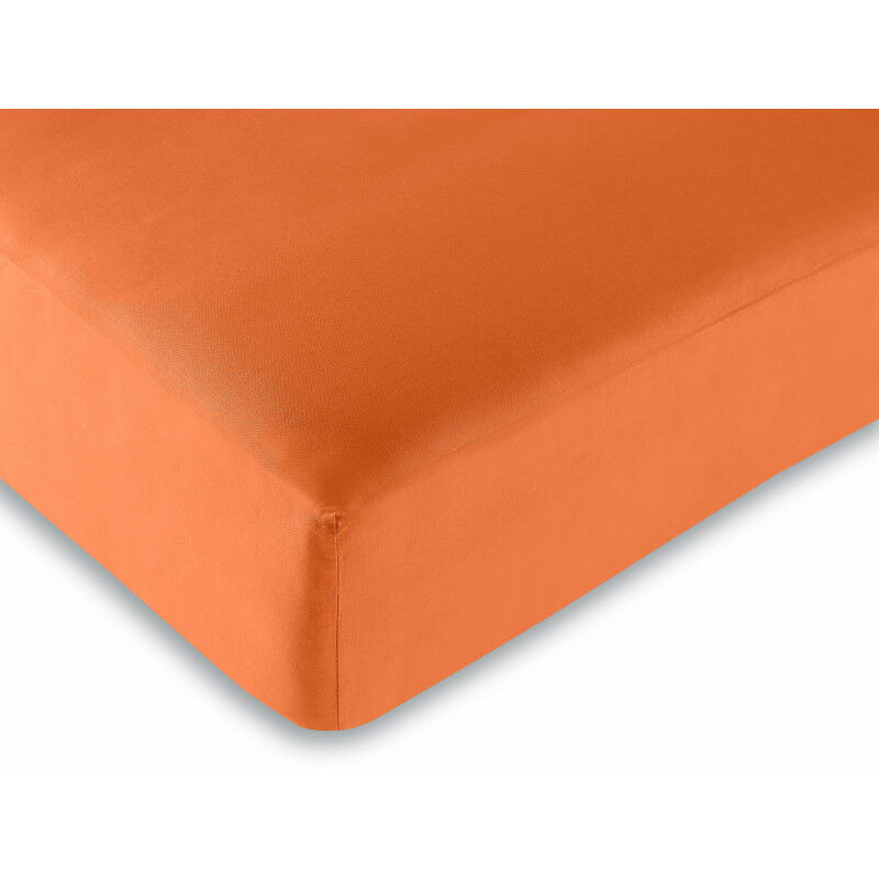 Drap housse 100% Coton/57 fils/cm² - 180 x 200 cm - Orange