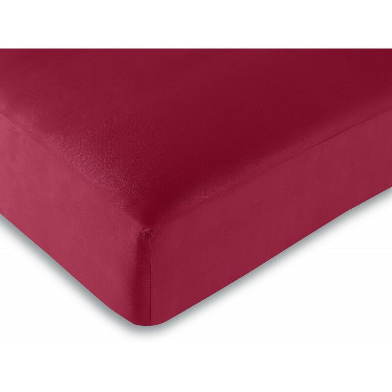 univers decor - drap housse 100% coton/57 fils/cm² - 90 x 190 cm - rouge - rouge