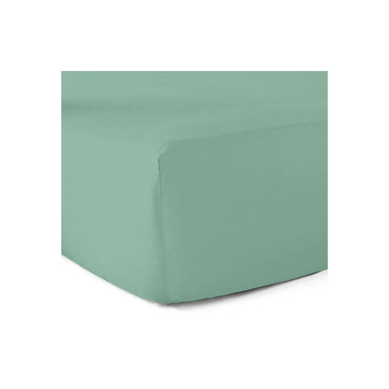 Drap-housse 100% coton 57 Fils Vert tilleul 180 x 200 cm - Bonnet 30 cm