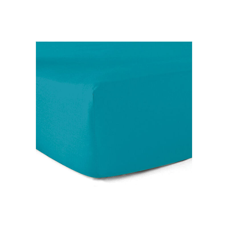 Drap-housse 100% coton 57 Fils Bleu turquoise - 90 x 190 cm - Bonnet 30 cm Drap-housse 100% coton 57 Fils Bleu turquoise - 90 x 190 cm - Bonnet 30 cm