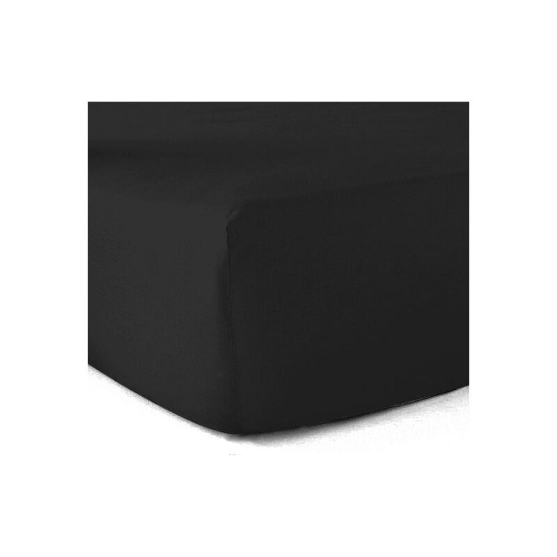 Le Linge De Jules - Drap-housse 100% coton 57 Fils Noir - 90 x 190 cm - Bonnet 30 cm Le Linge De Jules - Drap-housse 100% coton 57 Fils Noir - 90 x 190 cm - Bonnet 30 cm