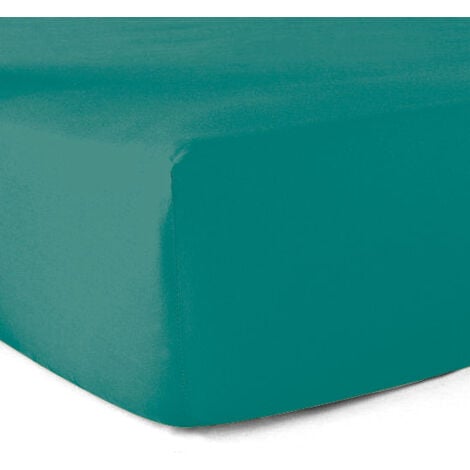 Drap-housse 100% coton 57 Fils Vert turquoise 120 x 190 cm - Bonnet 30 cm