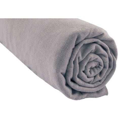 Drap housse jersey extensible en coton gris clair 160x200 cm DRAP