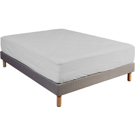 Drap housse 100% coton gris bonnet 40 cm 160x200