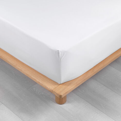 Drap housse 100% percale ultra doux 160 x 200 cm 78 fils bonnet 30 cm Blanc