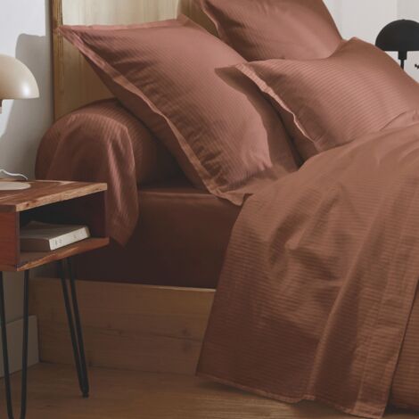 Drap housse 100% satin 160x200 cuir - Tradilinge