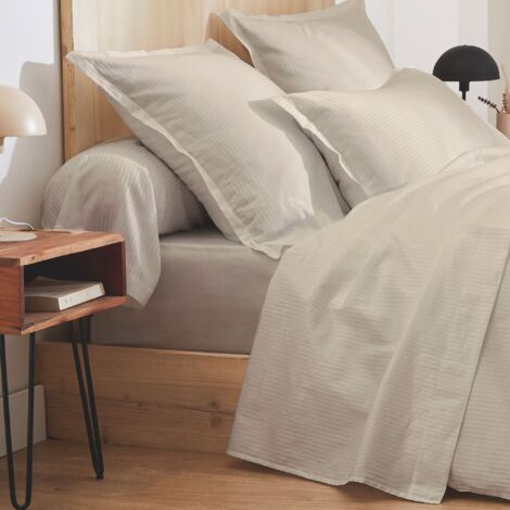 Drap housse 100% satin 160x200 sable - Tradilinge