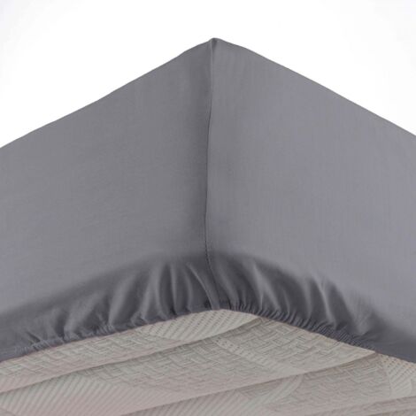 Drap housse 140 x 190 cm bonnet 30 cm en microfibre – Confort optimal – Lavable en machine – Couleur gris anthracite – Oscar