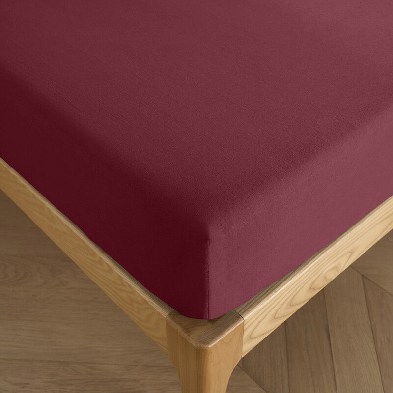 Coton Pur - Drap housse 140 x 190 cm bonnet 30 cm 'Prémium' pour lit 2 places - Prémium Grenat Coton Pur - Drap housse 140 x 190 cm bonnet 30 cm 'Prémium' pour lit 2 places - Prémium Grenat