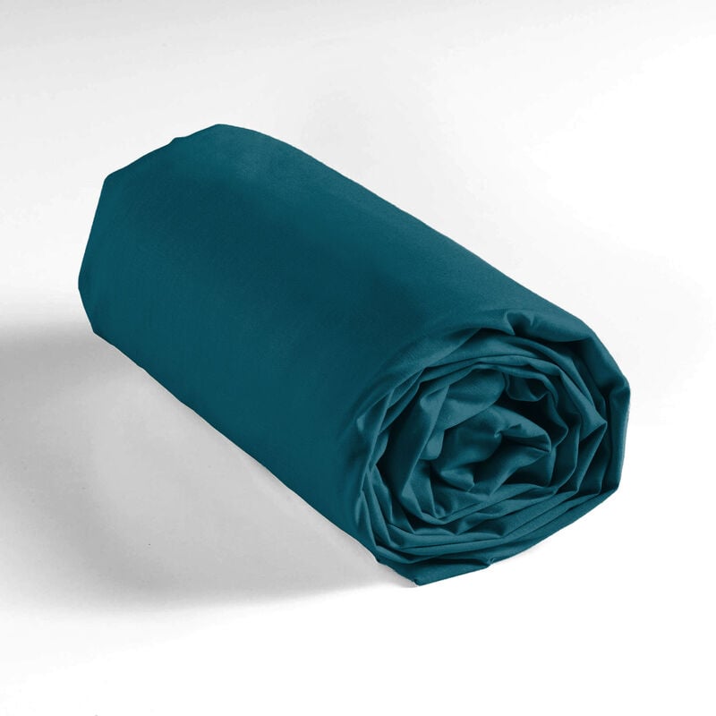 1001kdo - drap housse 140 x 190 cm couleur emotion bleu