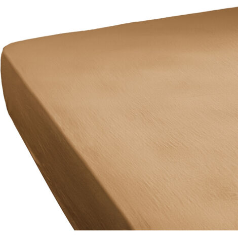 Drap housse 140 x 190 x 30 cm double gaze de coton camel - PEPA 2