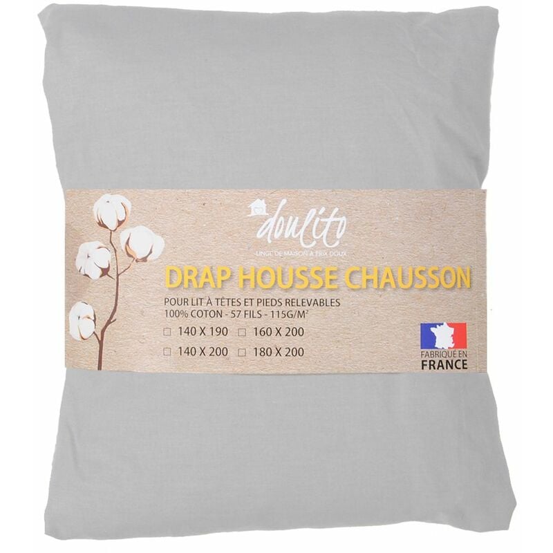 Doulito - Drap housse 140x190 cm lit electrique Made in France - Coton