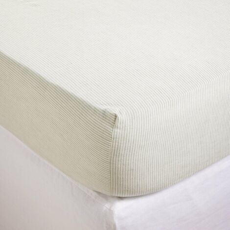 Drap Housse 140x200 cm MADURA - Ivoire et vert de gris - FINEA