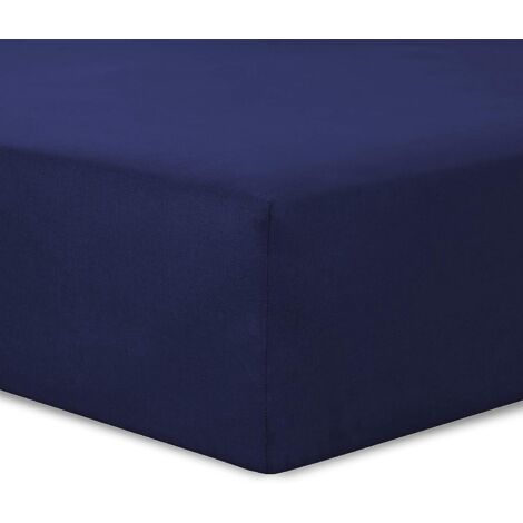 drap Housse 150 X 200 Cm - Coloris: Marine -  Coton: 57 Fils - 4 Coins Lastiques
