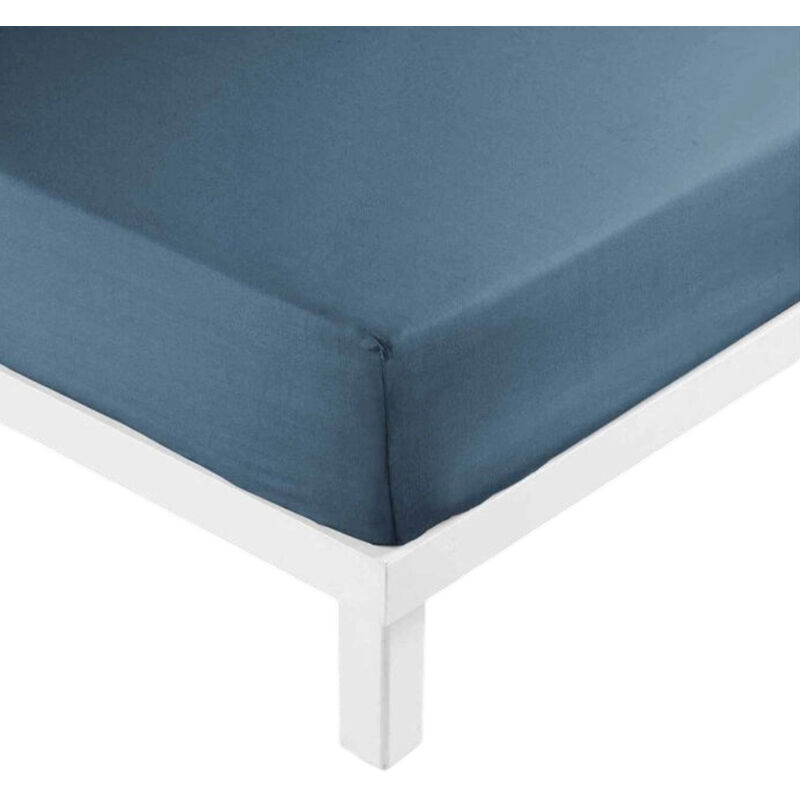 Drap Housse 150x200cm Bleu : adapté à matelas standard, matériau respirable et facile à entretenir, idéal pour chambre à coucher quotidien.