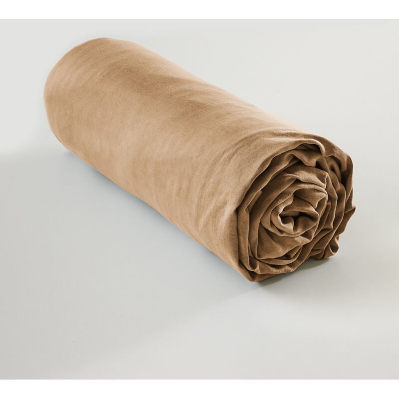 L'effet Papillon - Drap-housse 160 x 200 cm en Lyocell - bonnet 35 cm Lysandre Camel
