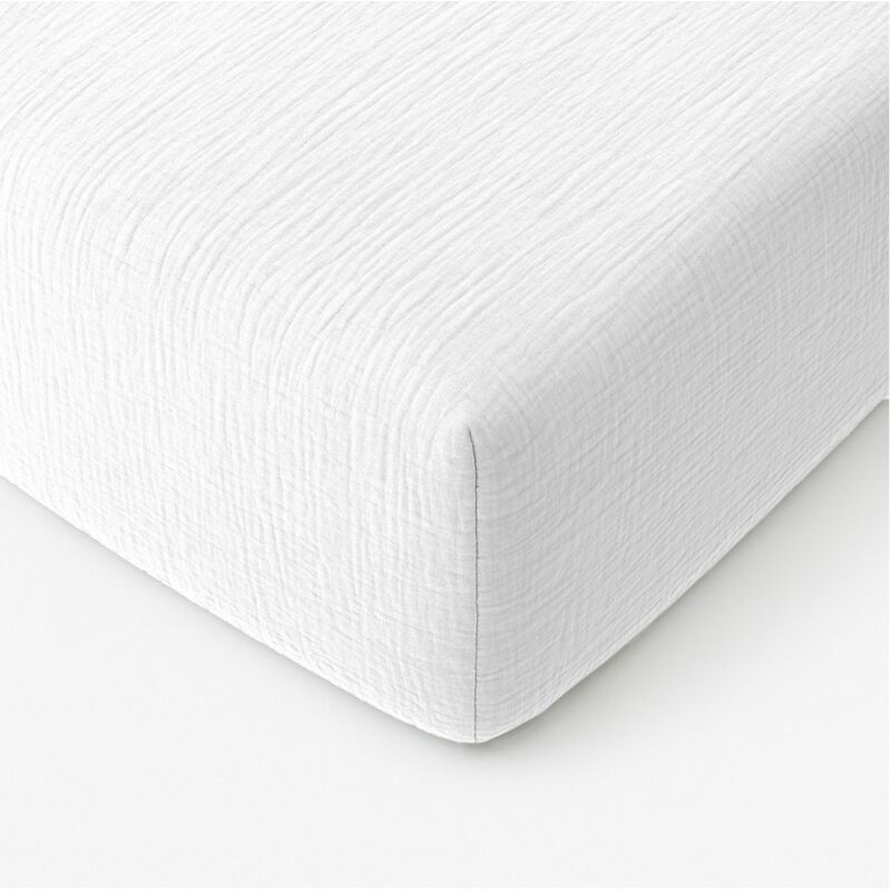 Atelier Du Coton - Drap-housse 140 x 190 cm Gaze de coton lavé Blanc