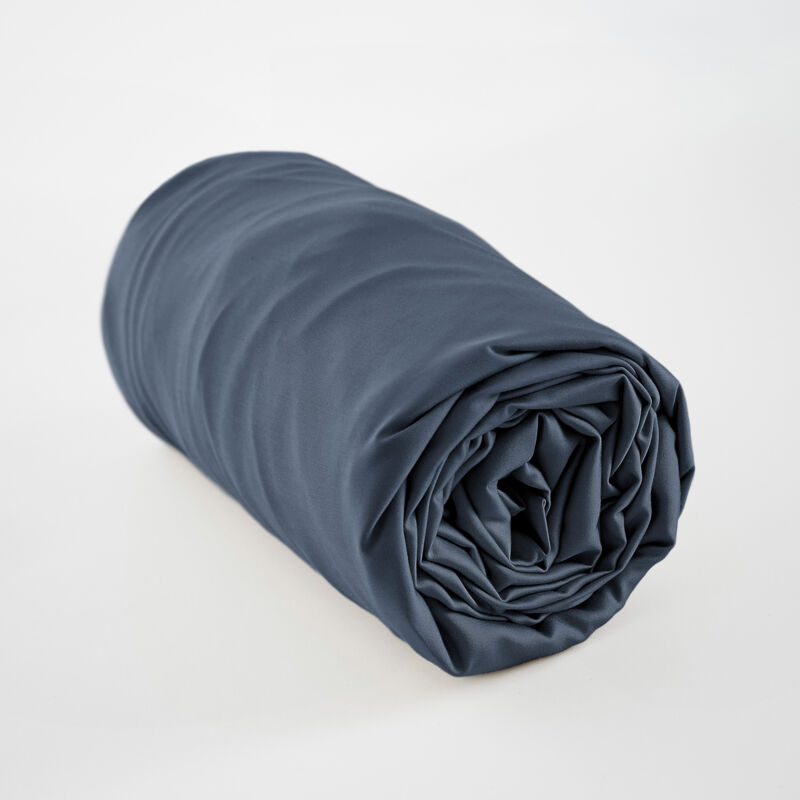 L'effet Papillon - Drap housse 160 x 200 cm satin de bambou Salomé Bleu nuit