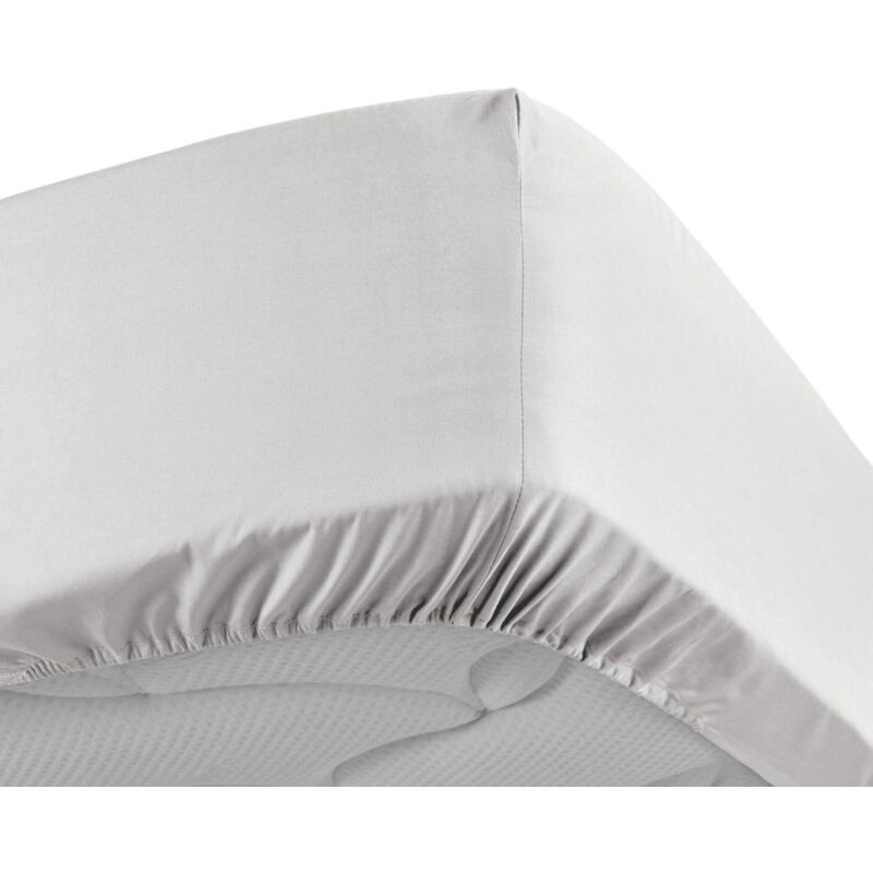 Douceur D'intérieur - Drap Housse Percale - Bonnet 30 Cm - 190x140cm - Blanc.