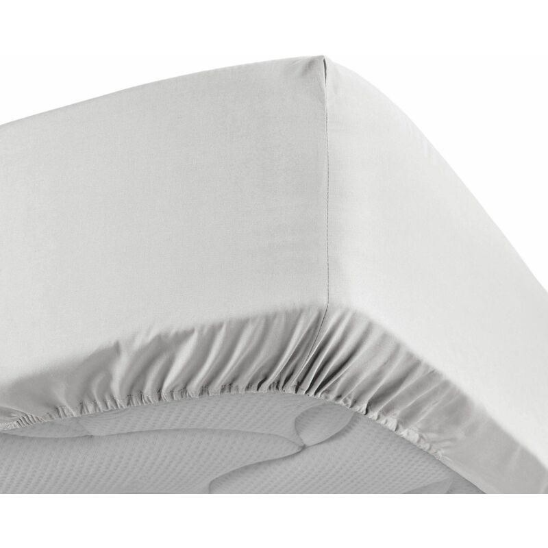 Douceur D'intérieur - Drap housse 140x190 cm - Percale 100% coton - Bonnet 30 cm Blanc - Blanc