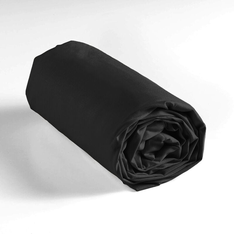 1001kdo - drap housse 180 x 200 cm couleur emotion noir