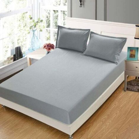 Drap housse, 180 x 200 cm, enveloppe 30 cm, protège-matelas en polyester, gris