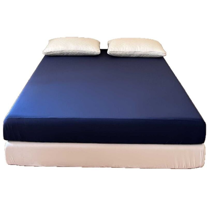 Drap-housse 180 x 200 en coton, bonnet de 30 cm Matelas épais Confort, respirabilité, entretien facile – Bleu marine