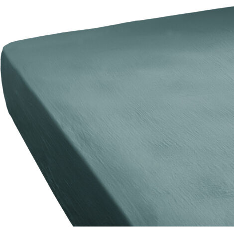 Drap housse 180x200x30 cm double gaze de coton bleu canard - PEPA 4