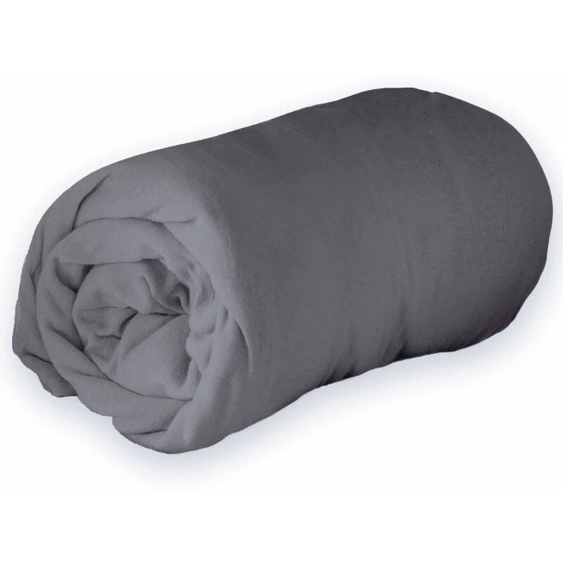 Drap housse en jersey uni Anthracite 140x190 cm