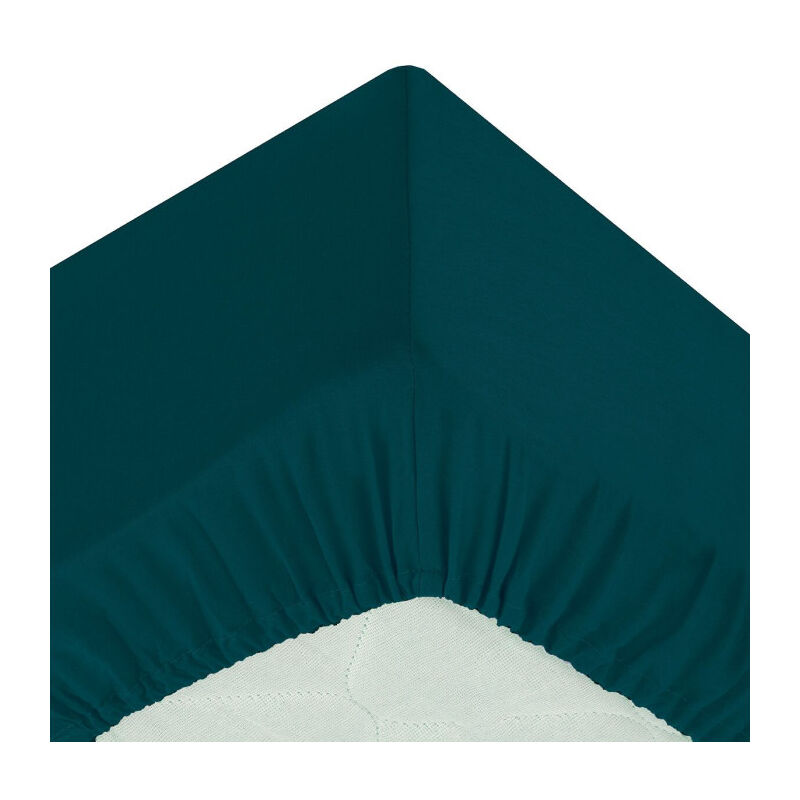 Atmosphera - Drap Housse 2 Personnes 'Percale' 180x200cm Bleu Egéen Atmosphera - Drap Housse 2 Personnes 'Percale' 180x200cm Bleu Egéen