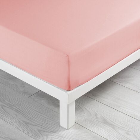 DRAP HOUSSE 2 PERSONNES UNI 57 FILS LINA ROSE DRAGEE - 160x200cm