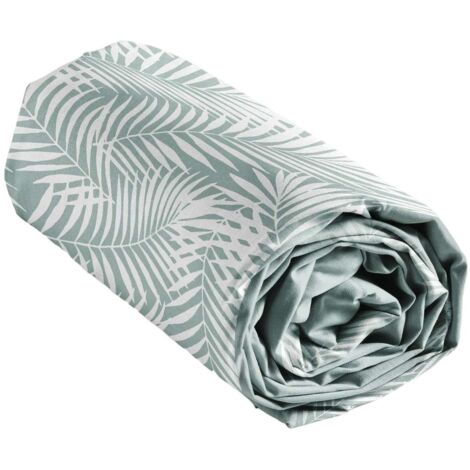 Drap housse 2 places 100% coton motifs feuillages BONA