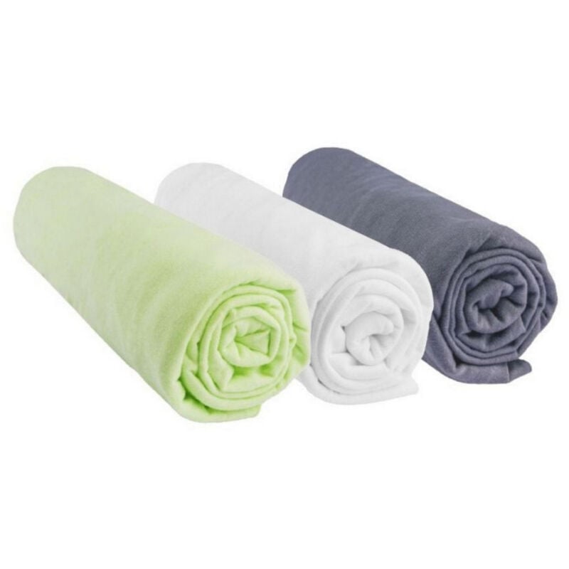 Bbla - Drap housse 60x120 Coton Anis Blanc Gris (Lot de 3)
