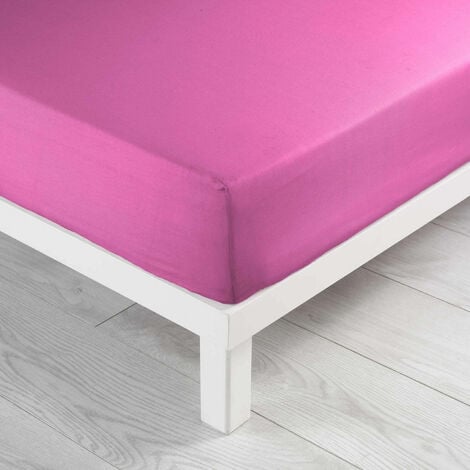 Drap housse - 90 x 190 cm - Grand bonnet - 57 fils - Uni Rose