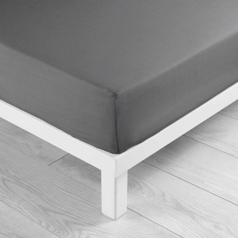 Drap housse 1 personne 90 x 190 cm uni 57 fils lina Anthracite Drap housse 1 personne 90 x 190 cm uni 57 fils lina Anthracite