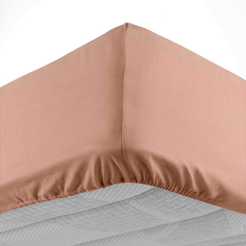 Drap housse 140x190 cm - Bonnet 30 cm - 100% coton - Rose pâle