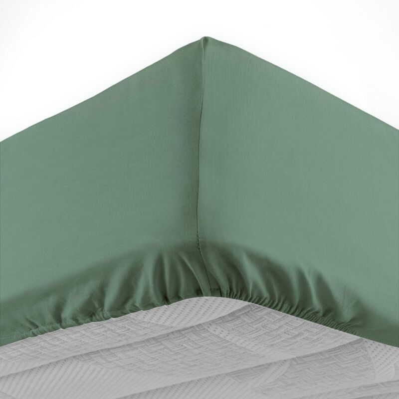 Drap housse 140x190 cm - Bonnet 30 cm - 100% coton - Vert