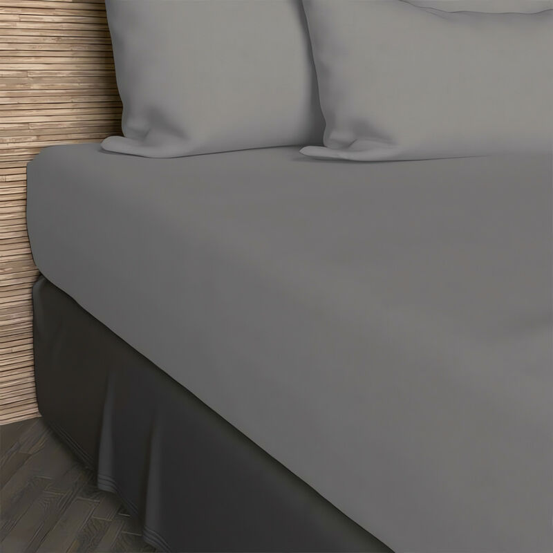 Drap housse 90x190 cm en coton 57 Fils Soleil D'ocre gris - Gris