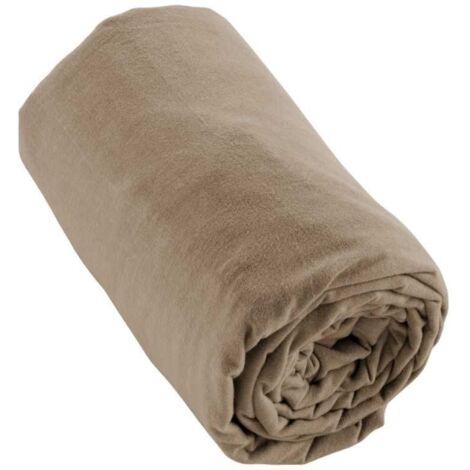 Drap housse 90x190cm en flanelle de coton coloris Ficelle - HEDDA