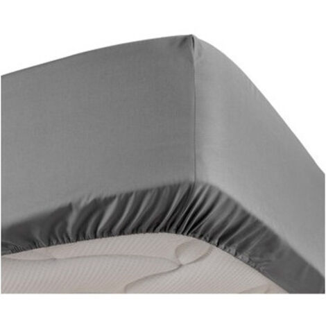Drap housse anthracite 140 x 190 cm en percale bonnet 30 cm
